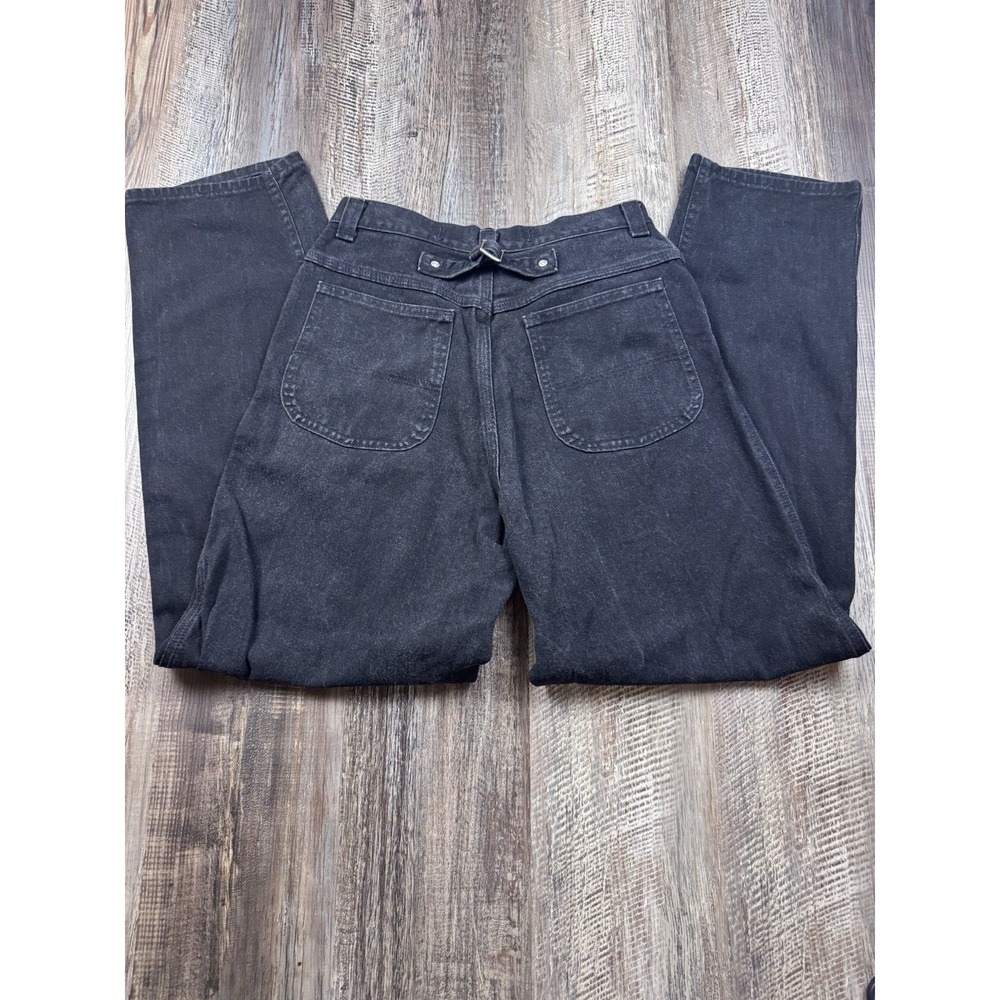 Vintage 90s Women's Riveted by Lee Black Denim Buckle Back Jeans Size 12 L USA